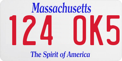 MA license plate 124OK5