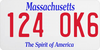 MA license plate 124OK6