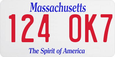 MA license plate 124OK7