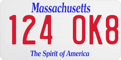 MA license plate 124OK8