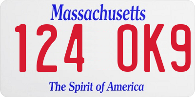 MA license plate 124OK9
