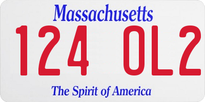 MA license plate 124OL2