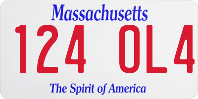 MA license plate 124OL4