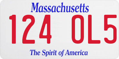 MA license plate 124OL5