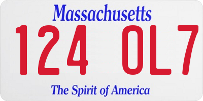 MA license plate 124OL7