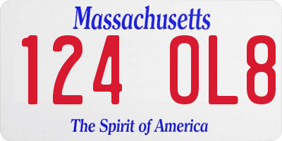 MA license plate 124OL8