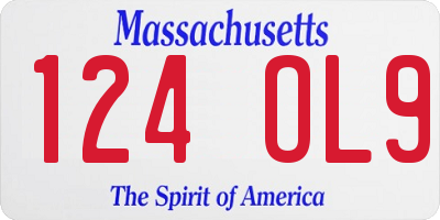 MA license plate 124OL9