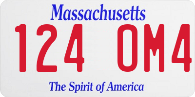 MA license plate 124OM4