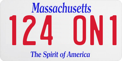 MA license plate 124ON1