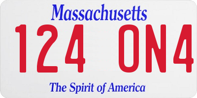 MA license plate 124ON4