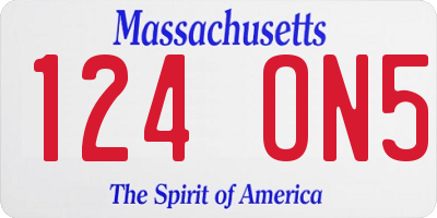 MA license plate 124ON5