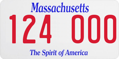 MA license plate 124OO0