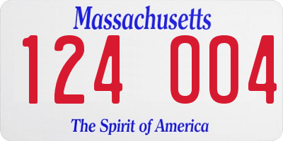 MA license plate 124OO4