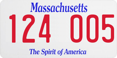 MA license plate 124OO5