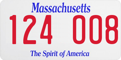 MA license plate 124OO8