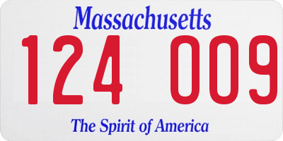 MA license plate 124OO9