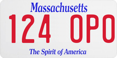 MA license plate 124OP0