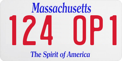 MA license plate 124OP1