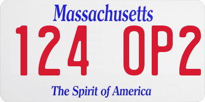 MA license plate 124OP2