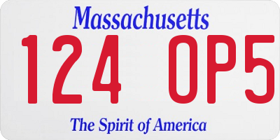MA license plate 124OP5