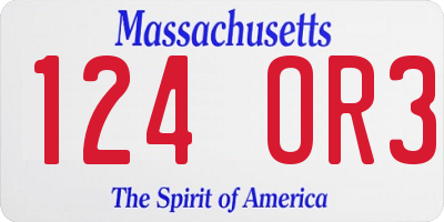 MA license plate 124OR3