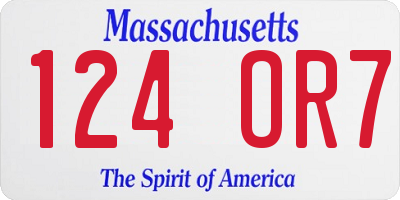 MA license plate 124OR7
