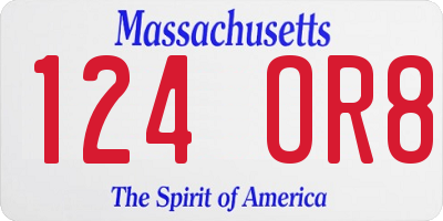 MA license plate 124OR8