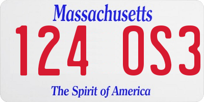 MA license plate 124OS3