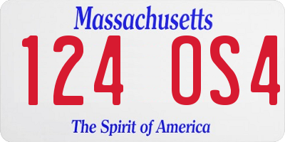 MA license plate 124OS4