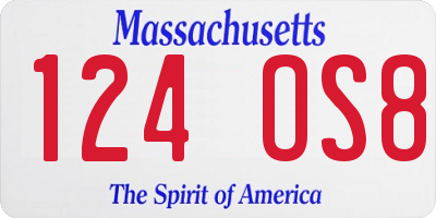 MA license plate 124OS8