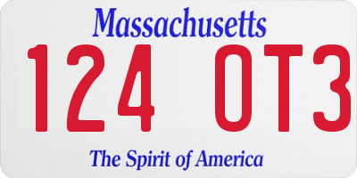 MA license plate 124OT3
