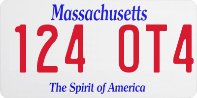 MA license plate 124OT4