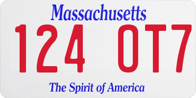 MA license plate 124OT7