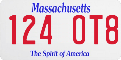 MA license plate 124OT8