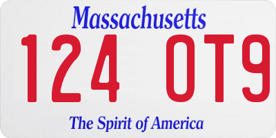 MA license plate 124OT9