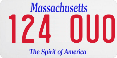 MA license plate 124OU0