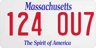 MA license plate 124OU7