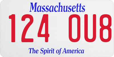 MA license plate 124OU8