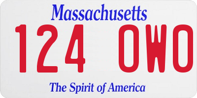MA license plate 124OW0