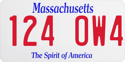 MA license plate 124OW4