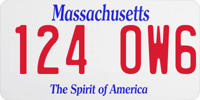 MA license plate 124OW6