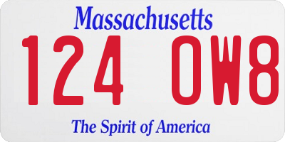 MA license plate 124OW8