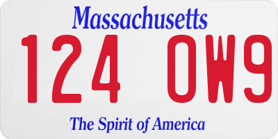 MA license plate 124OW9