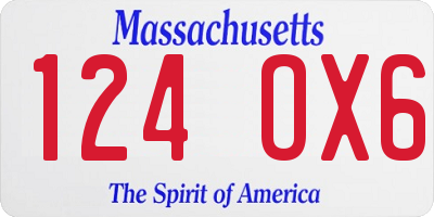 MA license plate 124OX6
