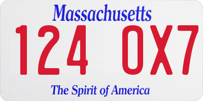 MA license plate 124OX7