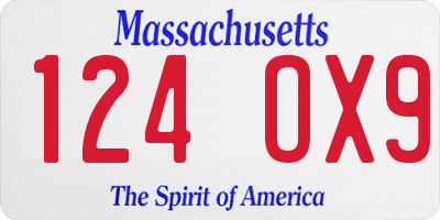 MA license plate 124OX9