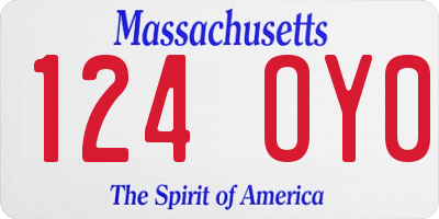 MA license plate 124OY0