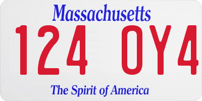 MA license plate 124OY4