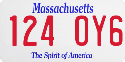 MA license plate 124OY6