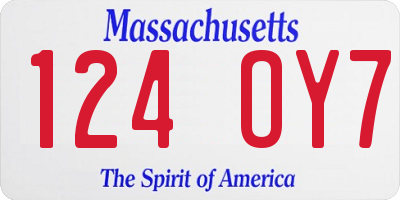 MA license plate 124OY7